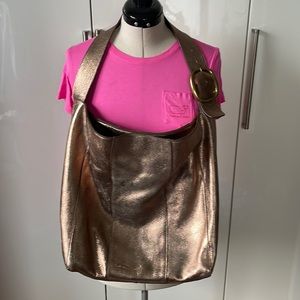 John Lewis Leather Bag in Gold/Bronze One size